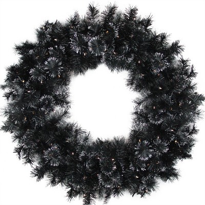 Northlight 36" Prelit LED Black Bristle Frosted Artificial Christmas Wreath - Warm White Lights