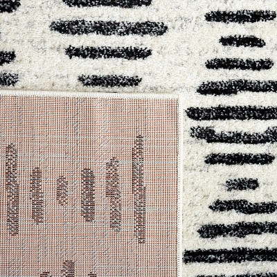 Ivory and Black Abstract Square Hand-knotted Area Rug