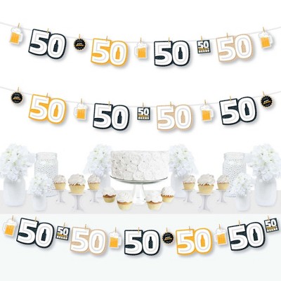 Big Dot of Happiness Cheers and Beers to 50 Years - 50th Birthday Party DIY Decorations - Clothespin Garland Banner - 44 Pieces