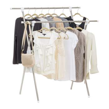 IRIS USA Foldable Clothes Drying Rack with Extendable Rods for Large Laundry Loads