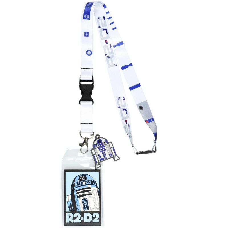 Star Wars R2-D2 Robot Droid Lanyard ID Badge Holder With 2.5" Rubber Charm White, 1 of 5