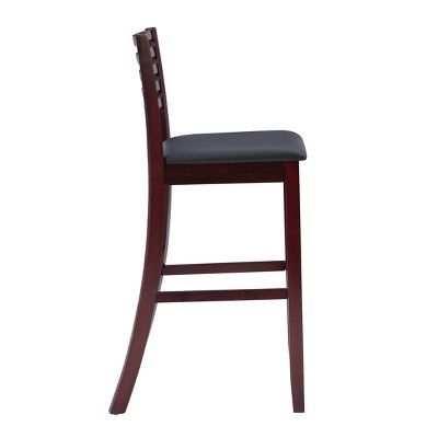 Merlot Espresso 30" Ladder Back Barstool with Padded Seat