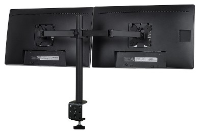 Black Dual Monitor Desk Mount with Adjustable Arms