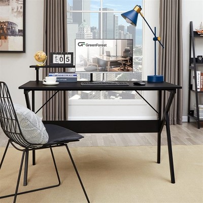 GreenForest Black 47" Gaming Desk with Monitor Shelf