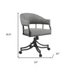 HomeRoots Gray And Black Upholstered Faux Leather Open Back Dining Arm Chair With Wheels - 3 of 4