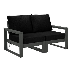 WestinTrends Montara Outdoor HDPE All-Weather Modern Patio Loveseat with Waterproof Cushions - 1 of 4