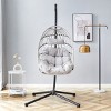 Gray Heavy-Duty Hanging Egg Chair with Stand,Wicker Swing for Indoor/Outdoor Use,Cushioned Single Person Hammock Seat–The Pop Home - 2 of 4