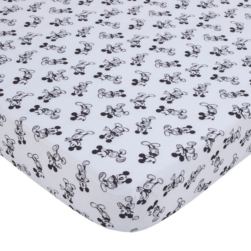 Disney Mickey Mouse - Timeless Mickey Blue, Gray, and White Stars and Icons 3 Piece Nursery Crib Bedding Set, 3 of 9