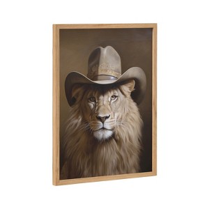 Kate & Laurel All Things Decor 12"x16" Gallery Lion Wearing a Western Cowboy Hat Print by The Creative Bunch Studio Natural - 1 of 4