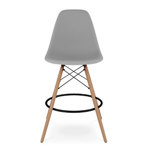 HomeRoots 28" Gray And Brown Heavy Duty Plastic And Solid Wood Counter Height Bar Chair - 1 of 4
