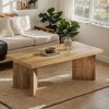 Hommoo 47" Rectangle Coffee Table, Thick-Base Center Tea Table - 3 of 4