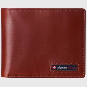 Alpine Swiss Mens Nolan Bifold Commuter Wallet Cowhide Leather RFID Safe Comes in a Gift Box - 1 of 4