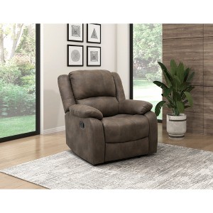 Microfiber Reclining Chair with Solid Wood Frame, Pillowtop Arms, and Removable Back - 1 of 4