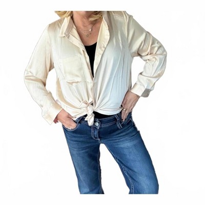 Women's Effortlessly Iconic Button Down Top - Plus - SKIES ARE BLUE