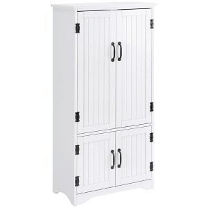 Okak Floor Sideboard Cabinet 48.5" Kitchen Pantry Farmhousewith 2 Adjustable Shelves and 4 Beadboard Doors - 1 of 4