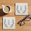 Personalization Mall Farmhouse Floral Personalized Letter Tumbled Stone Coaster Set - 4 of 4
