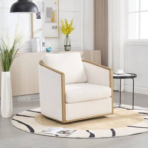 PAGED Accent Chair Modern Swivel Barrel Chair Leisure Arm Chair with 360 Degree Swivel Base for Bedroom, Living Room - 1 of 4