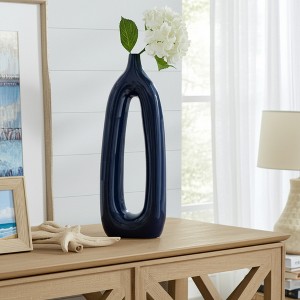 Sagebrook Home Ceramic Vase - Contemporary Abstract Cut-Out Vase Narrow - 1 of 4