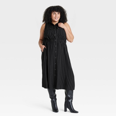 Women's Front Button-Down Midi A-Line Dress - Ava & Viv™ - image 1 of 3