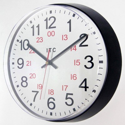 12-Inch Black and White Resin Round Wall Clock