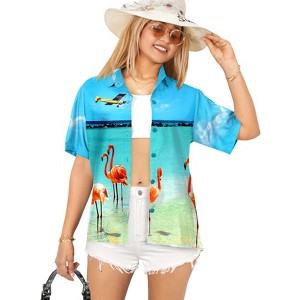 HAPPY BAY Women's Button Down Blouses Casual Summer Beach Party Collared Short Sleeve Vacation Button Up Dress Tee Hawaiian Shirts - 1 of 4