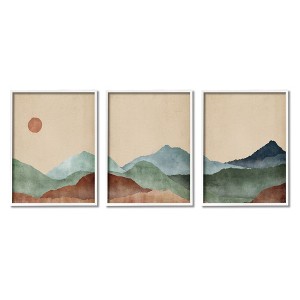 Stupell Industries Abstract Mountains Landscape Moon Black Framed Giclee Art - 1 of 4