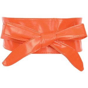 INSPIRE CHIC Women's Faux Leather Self-Tie Bowknot Wide Waist Band Sash Obi Belt - 1 of 4
