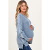 Pinkblush Classic Blue Washed Side Slit Oversized Maternity Sweater - 2 of 3