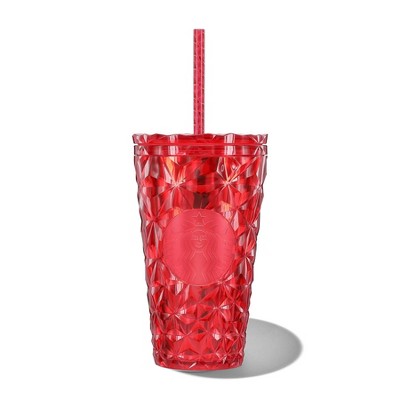 Starbucks China Red Diamond Inlaid Tumbler Cup 24oz Cold Water Cup