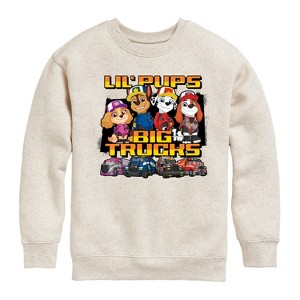 Boys' - Paw Patrol - Lil Pups Big Trucks Graphic Long Sleeve Fleece Sweatshirt - 1 of 4