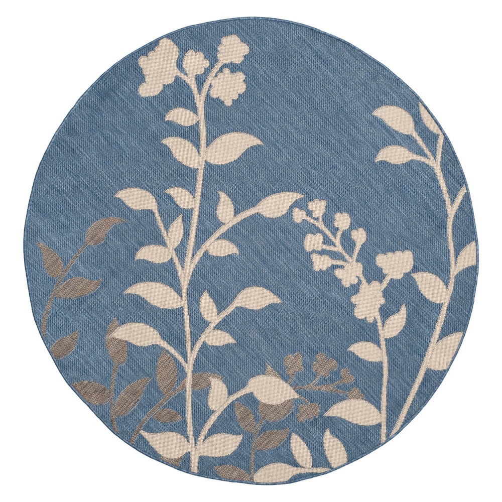 5'3in Round Barreiro Outdoor Rug Blue/Beige - Safavieh