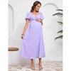 Maternity Dress Ruffle Short Sleeve V Neck Twist Front Summer A Line Midi Dress Baby Shower Photoshoot - 4 of 4