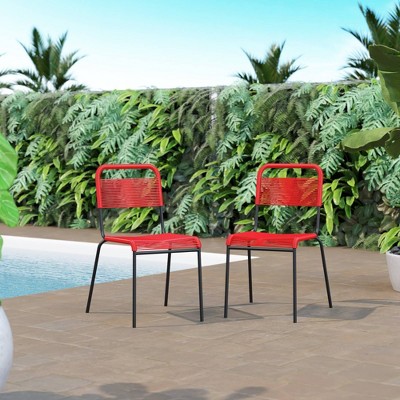 2pk Outdoor Dining Chairs - Red - TK Classics