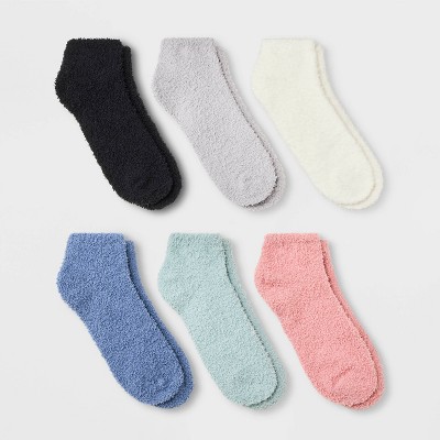 Women's 6pk Rainbow Solid Cozy Low Cut Socks - Assorted Colors 4-10 ...