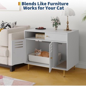 Cat Litter Box Enclosure, Wooden Cat Washroom Furniture with Barn Door, Hidden Litter Box Cover, Dog Proof Feline Litter Boxes, Kitty House - 1 of 4