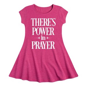Girls' - Instant Message - Theres Power In Prayer Fit & Flair Cap Sleeve Graphic Dress - 1 of 4