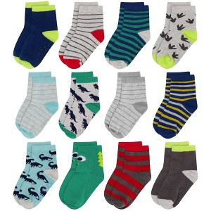 Dinosaur Kid's 12 pack socks for Boys and Girls, Toddlers Ages 2-5 - 1 of 3