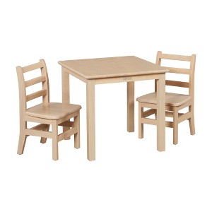 ECR4Kids 24in x 24in Hardwood Table and Chair Set, 12in Seat Height - 1 of 4