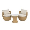 3-Piece Patio Set Table And Chairs,  Modern Patio Chairs With Seat And Back Cushions, Wicker Chairs With Coffee Table-Cuddlewood - 2 of 4