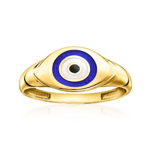 Ross-Simons 10kt Yellow Gold Evil Eye Ring With Multicolored Enamel - 1 of 4