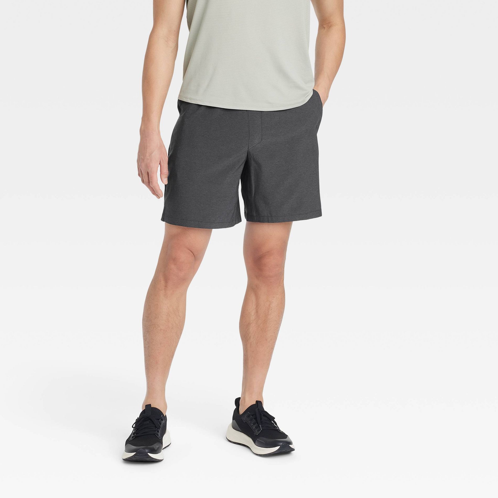Men's 8" Everyday Woven Shorts - All In Motion™ Dark Gray XL: Moisture Wicking, Quick Dry, Drawstring Waist, Zipper Pocket