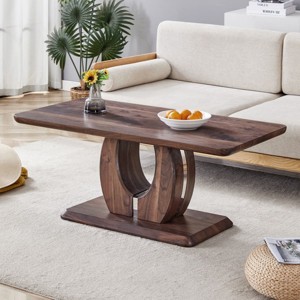 47in Modern Rectangular Coffee Table with Sculptural Base for Living Room Dining Room or Office Multifunctional Table for Daily Use-The Pop Home - 1 of 4