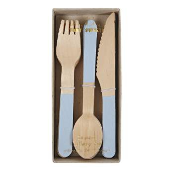 Meri Meri Blue Wooden Cutlery Set (Pack of 24)