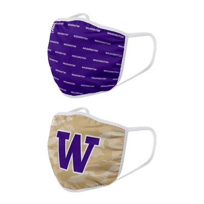 NCAA Washington Huskies Youth Clutch Printed Face Covering 2pk