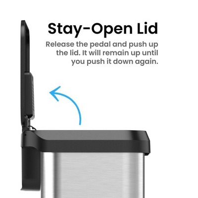 Fingerprint Resistant Brushed Stainless Steel Step Trash Can
