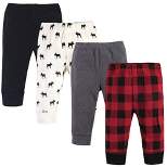 Touched by Nature Baby and Toddler Boy Organic Cotton Pants 4pk, Buffalo Plaid Moose