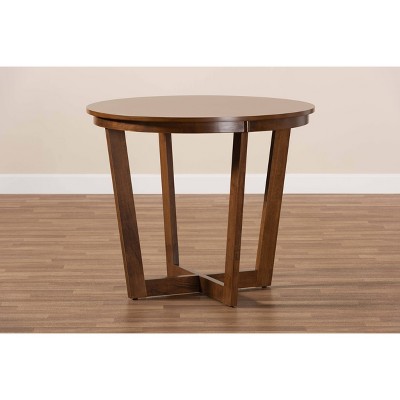 Alayna 36" Round Walnut Wood Contemporary Dining Table