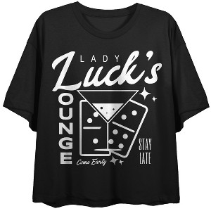 Lady Luck's Lounge Women's Black Cropped Tee - 1 of 3