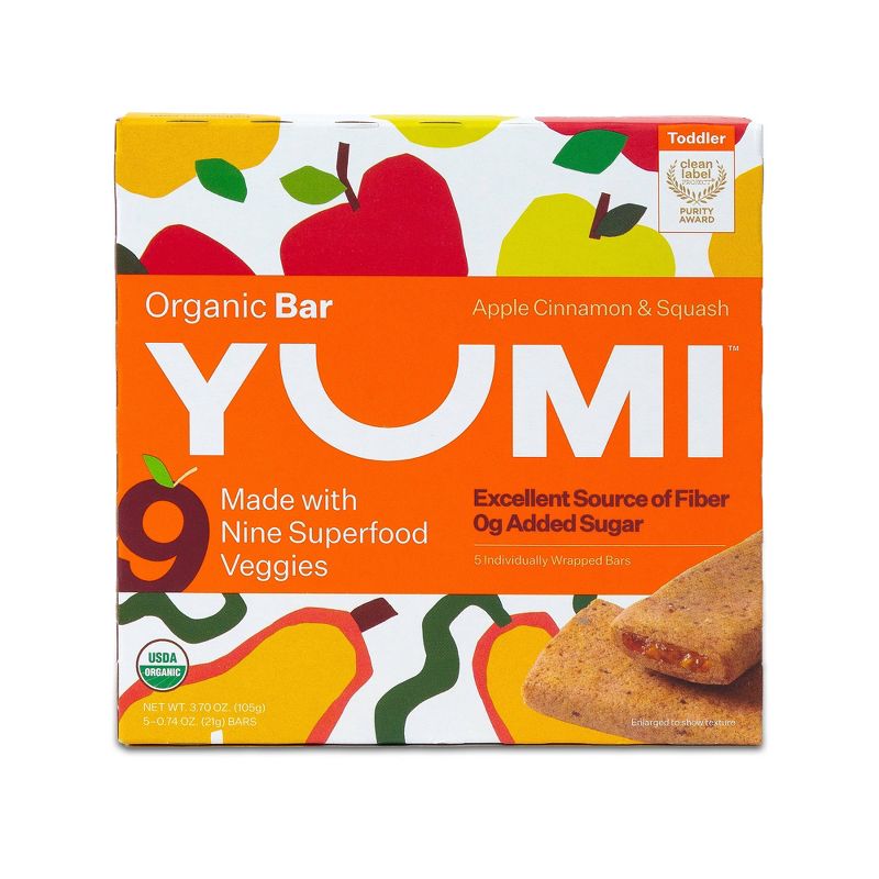 YUMI Organic Apple and Cinnamon Squash Baby Snack Bar - 3.7oz/5ct, 1 of 15