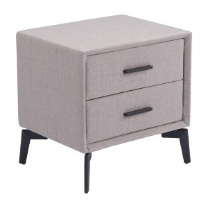 HomeRoots 20" Gray and Black Fabric Wood and Steel End Table With Two Drawers - 1 of 4